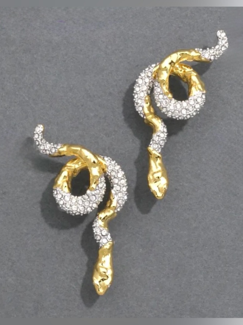ALEXIS BITTAR Crystal Serpent Crawler Snake Earrings Gold Silver Clear MY16